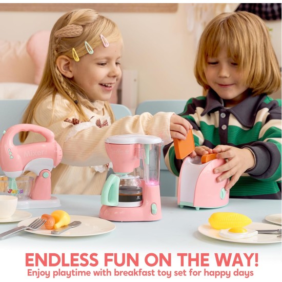 Joyin Play Kitchen Toys, Pretend Food Kitchen Accessories Girls Toy with Coffee Maker, Mixer, Toaster with Realistic Lights& Sounds, Birthday Gift for Kids, Easter Basket Stuffers Joyin Play Kitchen Toys, Pretend Food Kitchen Accessories Girls Toy with Coffee Maker, Mixer, Toaster with Realistic Lights& Sounds, Birthday Gift for Kids, Easter Basket Stuffers