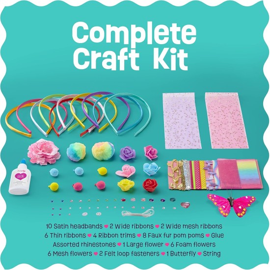Pretty Me Headband Making Kit for Girls - Arts & Crafts Easter Gift - Make Your Own Fashion Headbands for Kids - DIY Hair Accessories - Gift for Ages 5-12 Year Old Girl - Little Kids Art & Craft Gifts