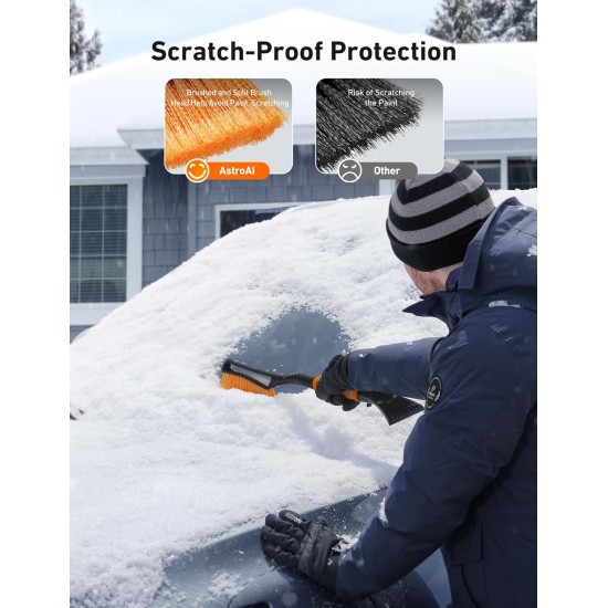 AstroAI 27" Snow Brush and Ice Scrapers for Car Windshield, Detachable Snow Scrapers with Ergonomic Foam Grip for Cars, Trucks, SUVs (Heavy Duty ABS, PVC Brush, Orange) AstroAI 27" Snow Brush and Ice Scrapers for Car Windshield, Detachable Snow Scrapers with Ergonomic Foam Grip for Cars, Trucks, SUVs (Heavy Duty ABS, PVC Brush, Orange)