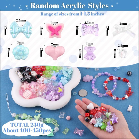 400-450PCS TINKRSTUFF Assorted Acrylic Beads 6 Mixed Colors Cute Beads for Bracelet Making, Bow Aesthetic GummyBear Flower Butterfly Kawaii Charms for Jewelry Making DIY Necklace Keychain Phone Charm 400-450PCS TINKRSTUFF Assorted Acrylic Beads 6 Mixed Colors Cute Beads for Bracelet Making, Bow Aesthetic GummyBear Flower Butterfly Kawaii Charms for Jewelry Making DIY Necklace Keychain Phone Charm