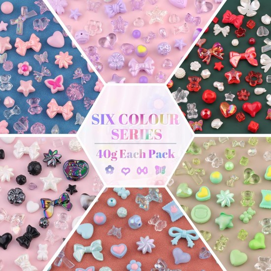 400-450PCS TINKRSTUFF Assorted Acrylic Beads 6 Mixed Colors Cute Beads for Bracelet Making, Bow Aesthetic GummyBear Flower Butterfly Kawaii Charms for Jewelry Making DIY Necklace Keychain Phone Charm 400-450PCS TINKRSTUFF Assorted Acrylic Beads 6 Mixed Colors Cute Beads for Bracelet Making, Bow Aesthetic GummyBear Flower Butterfly Kawaii Charms for Jewelry Making DIY Necklace Keychain Phone Charm