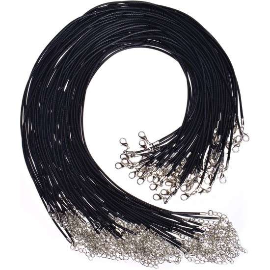 Selizo 100Pcs Necklace Cord for Jewelry Making, Black Waxed String Bracelet Making Supplies