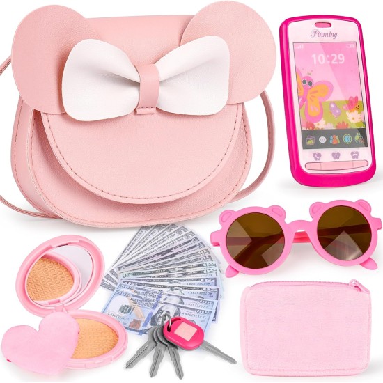 Play Purse for Little Girls, 23PCS Toddler Purse with Pretend Makeup for Kids, Princess Toys Includes Crossbody Bag, Phone, Wallet, Keys, Kids Toy Purse Birthday Gift Toys for Girls 3 4 5 6+ Play Purse for Little Girls, 23PCS Toddler Purse with Pretend Makeup for Kids, Princess Toys Includes Crossbody Bag, Phone, Wallet, Keys, Kids Toy Purse Birthday Gift Toys for Girls 3 4 5 6+