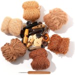 Hand Spun Art Yarn Kit - 6 Skeins 525 -Yard Vintage Style Blended Fibers with Wood Buttons & Crochet Hook for Knitting, Crochet, Textile Decorative, Tassels, Jewelry Making, Fiber Crafts (Coffee)