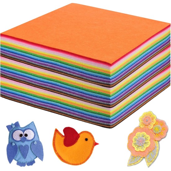120 Pcs 12 x 12 Inch Felt Sheets for Craft Felt Squares Assorted Color for DIY Sewing Adult Patchwork Party Decor, 40 Colors
