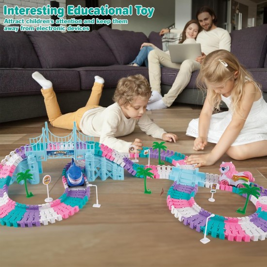 Car Toys for Kid 4-6, 194 PCS Race Car Track for Kids Ages 4-8, Monster Truck 2+ Year Old Birthday Gift Toddler Cars Toy for 3+ Year Old Girl Boy