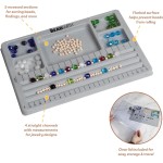 The Beadsmith Mini Bead Board - Grey Flocked, 4 Straight Channels, 5 Recessed Compartments, 7.75 x 11.25 inches, Design Boards for Creating Bracelets, Necklaces and Other Jewelry