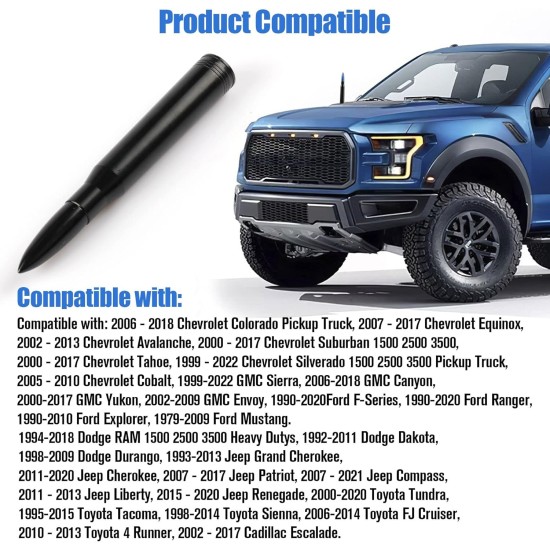 BJSIA Universal Car Antenna Replacement Compatible with Ford, Dodge, Chevrolet, GMC, Jeep, Toyota Truck Replacement Antenna - Made of Rugged Billet and Aluminum, Black, Car Accessories BJSIA Universal Car Antenna Replacement Compatible with Ford, Dodge, Chevrolet, GMC, Jeep, Toyota Truck Replacement Antenna - Made of Rugged Billet and Aluminum, Black, Car Accessories