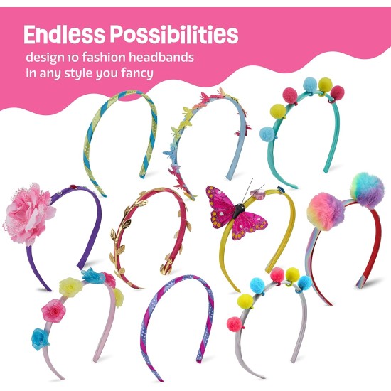 Pretty Me Headband Making Kit for Girls - Arts & Crafts Easter Gift - Make Your Own Fashion Headbands for Kids - DIY Hair Accessories - Gift for Ages 5-12 Year Old Girl - Little Kids Art & Craft Gifts