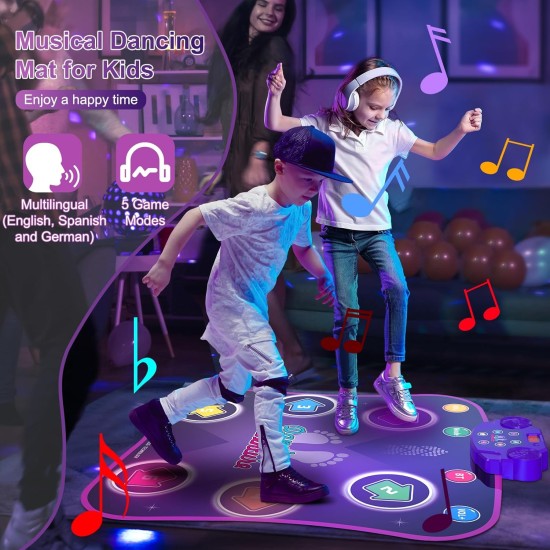 Flooyes Dance Mat Toys for 3-12 Year Old Kids, Electronic Dance Pad with Light-up 6-Button Wireless Bluetooth, Music Dance with 5 Game Modes, Birthday Toys Gifts for 3 4 5 6 7 8 9 10+ Year Old Girls Flooyes Dance Mat Toys for 3-12 Year Old Kids, Electronic Dance Pad with Light-up 6-Button Wireless Bluetooth, Music Dance with 5 Game Modes, Birthday Toys Gifts for 3 4 5 6 7 8 9 10+ Year Old Girls