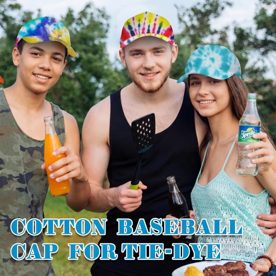 Silkfly 6 Pcs Cotton White Plain Baseball Cap for Tie Dye Kit Items Things for Tie Dye (Small)