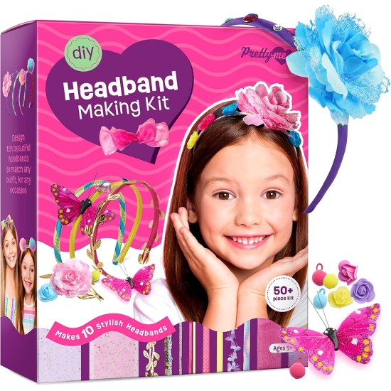Pretty Me Headband Making Kit for Girls - Arts & Crafts Easter Gift - Make Your Own Fashion Headbands for Kids - DIY Hair Accessories - Gift for Ages 5-12 Year Old Girl - Little Kids Art & Craft Gifts