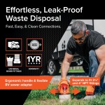 Camco Rhino RV Sewer Adapter PRO - Clear Sewer Hose Elbow with Drain Lock Adapter - Includes Ergonomic Handle & Flexible Adapter (39730)