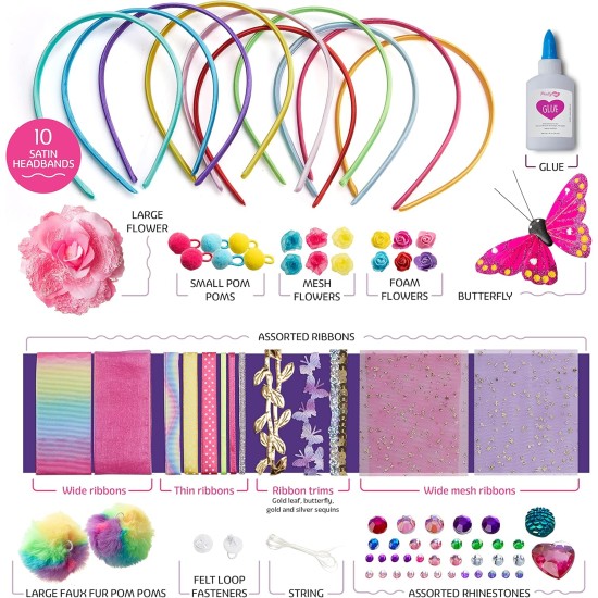 Pretty Me Headband Making Kit for Girls - Arts & Crafts Easter Gift - Make Your Own Fashion Headbands for Kids - DIY Hair Accessories - Gift for Ages 5-12 Year Old Girl - Little Kids Art & Craft Gifts