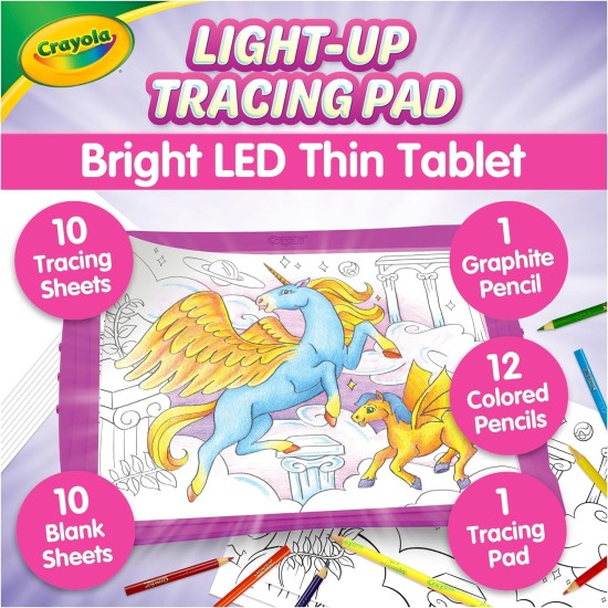 Crayola Light Up Tracing Pad Pink, Essential Easter Basket Stuffers, Best Birthday Gifts for Girls & Boys, 6, 7, 8 Year Olds, Kids Toys, Light Box Art Kit for Kids [Amazon Exclusive]